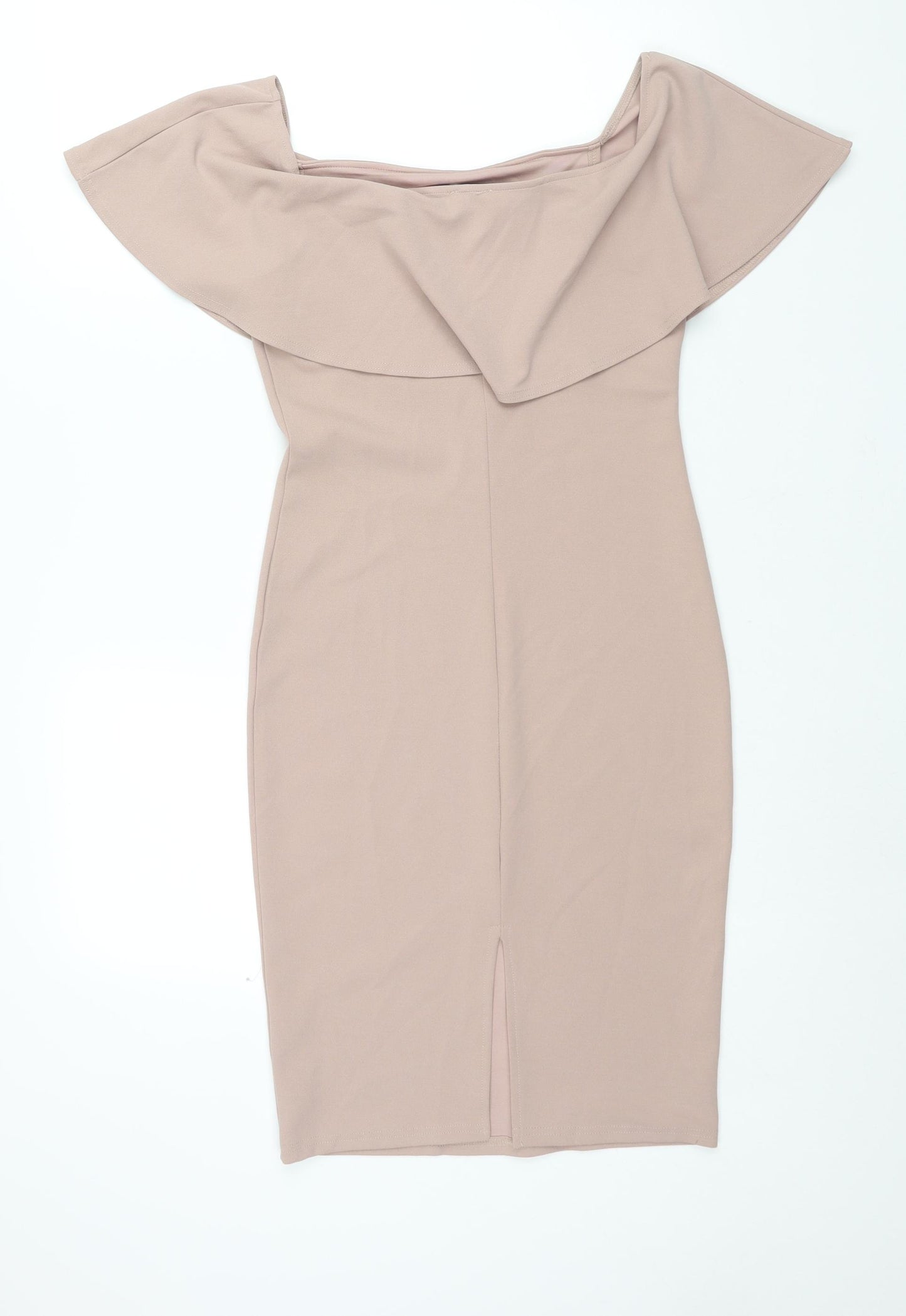 River Island Womens Pink Polyester Pencil Dress Size 10 Boat Neck Pullover
