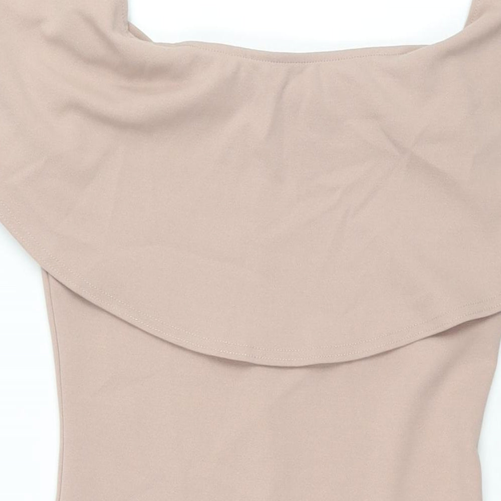 River Island Womens Pink Polyester Pencil Dress Size 10 Boat Neck Pullover