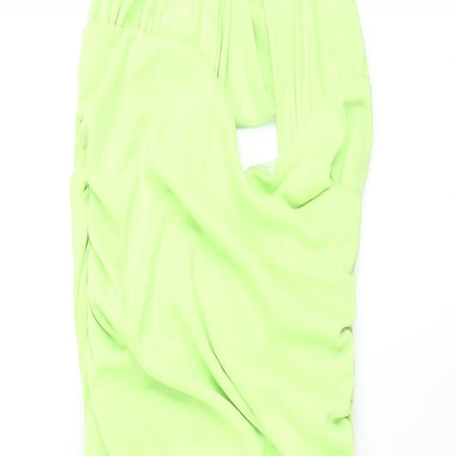 Zara Womens Green Polyester Maxi Size M Halter Tie - Rouched