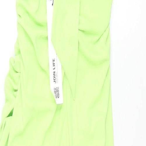 Zara Womens Green Polyester Maxi Size M Halter Tie - Rouched