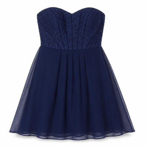 Coast Womens Blue Polyester Fit & Flare Size 10 Sweetheart Zip - Lace Bodice