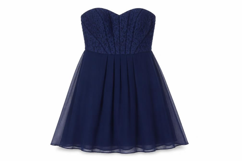 Coast Womens Blue Polyester Fit & Flare Size 10 Sweetheart Zip - Lace Bodice