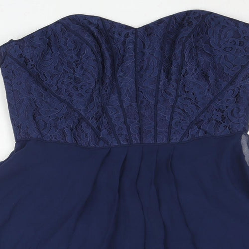 Coast Womens Blue Polyester Fit & Flare Size 10 Sweetheart Zip - Lace Bodice