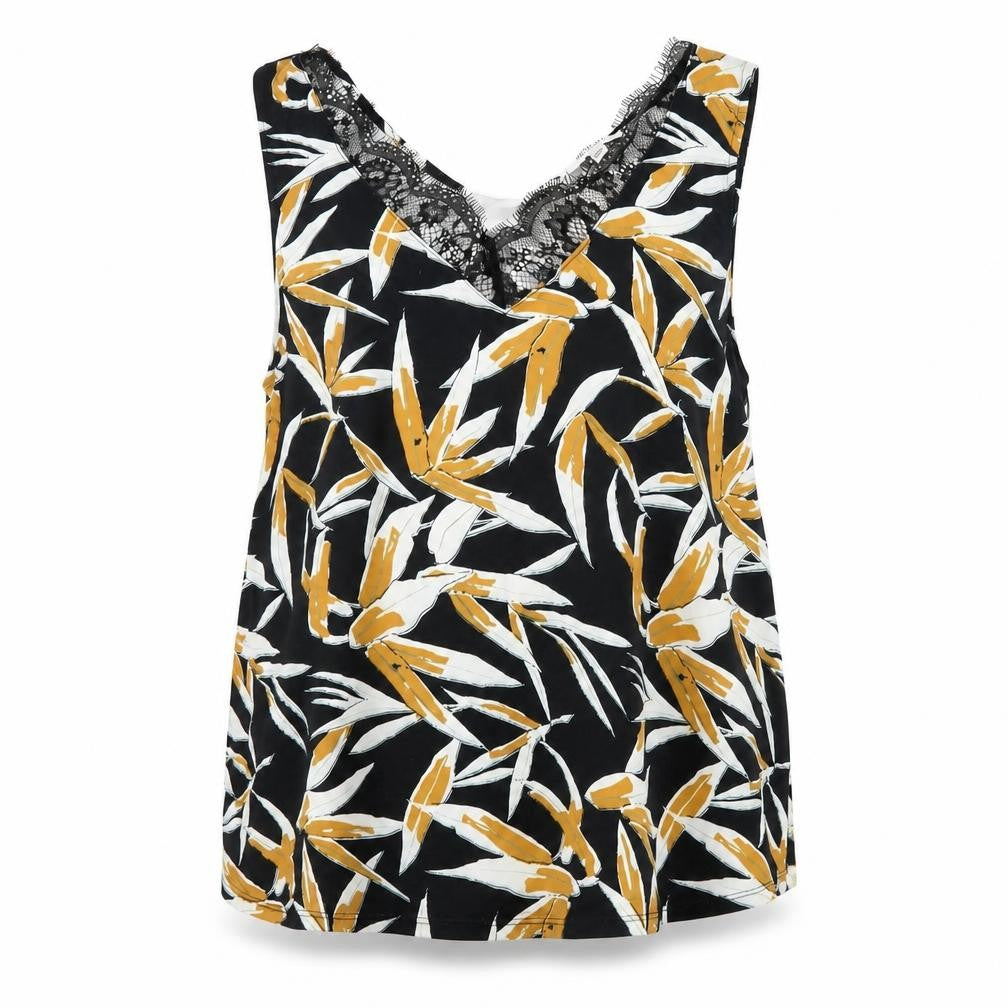 Together Womens Multicoloured Geometric Polyester Camisole Blouse Size 16 V-Neck - Lace Trim