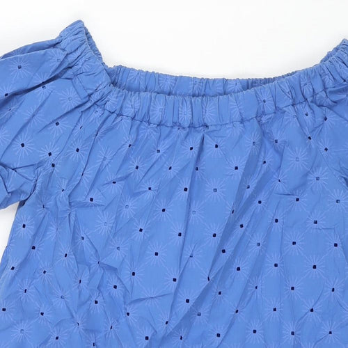 Zara Womens Blue Polyester Mini Size M Boat Neck Pullover