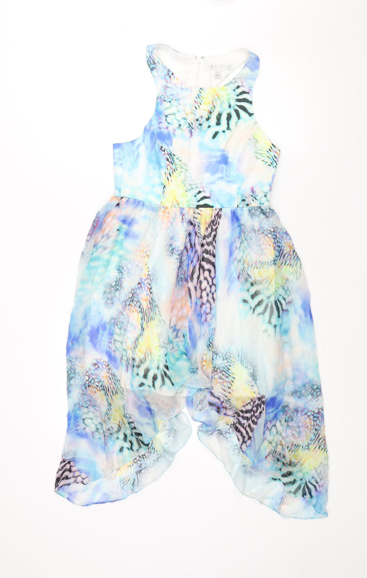 Forever New Womens Multicoloured Geometric Polyester Fit & Flare Size 8 Round Neck Zip