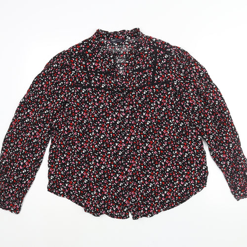 Marks and Spencer Womens Multicoloured Geometric Viscose Basic Blouse Size 14 V-Neck - Lace Detail