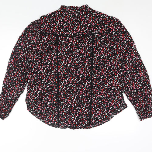 Marks and Spencer Womens Multicoloured Geometric Viscose Basic Blouse Size 14 V-Neck - Lace Detail