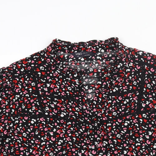 Marks and Spencer Womens Multicoloured Geometric Viscose Basic Blouse Size 14 V-Neck - Lace Detail