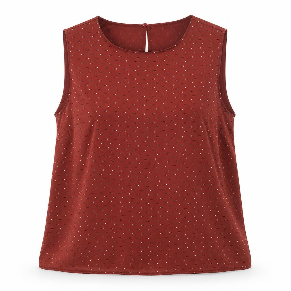 Front view of Kiabi women’s brown polyester basic blouse, size L, roll neck