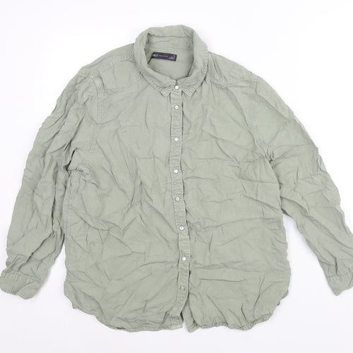 Marks and Spencer Womens Green Lyocell Basic Button-Up Size 16 Collared