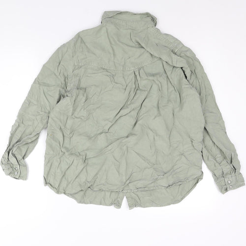 Marks and Spencer Womens Green Lyocell Basic Button-Up Size 16 Collared
