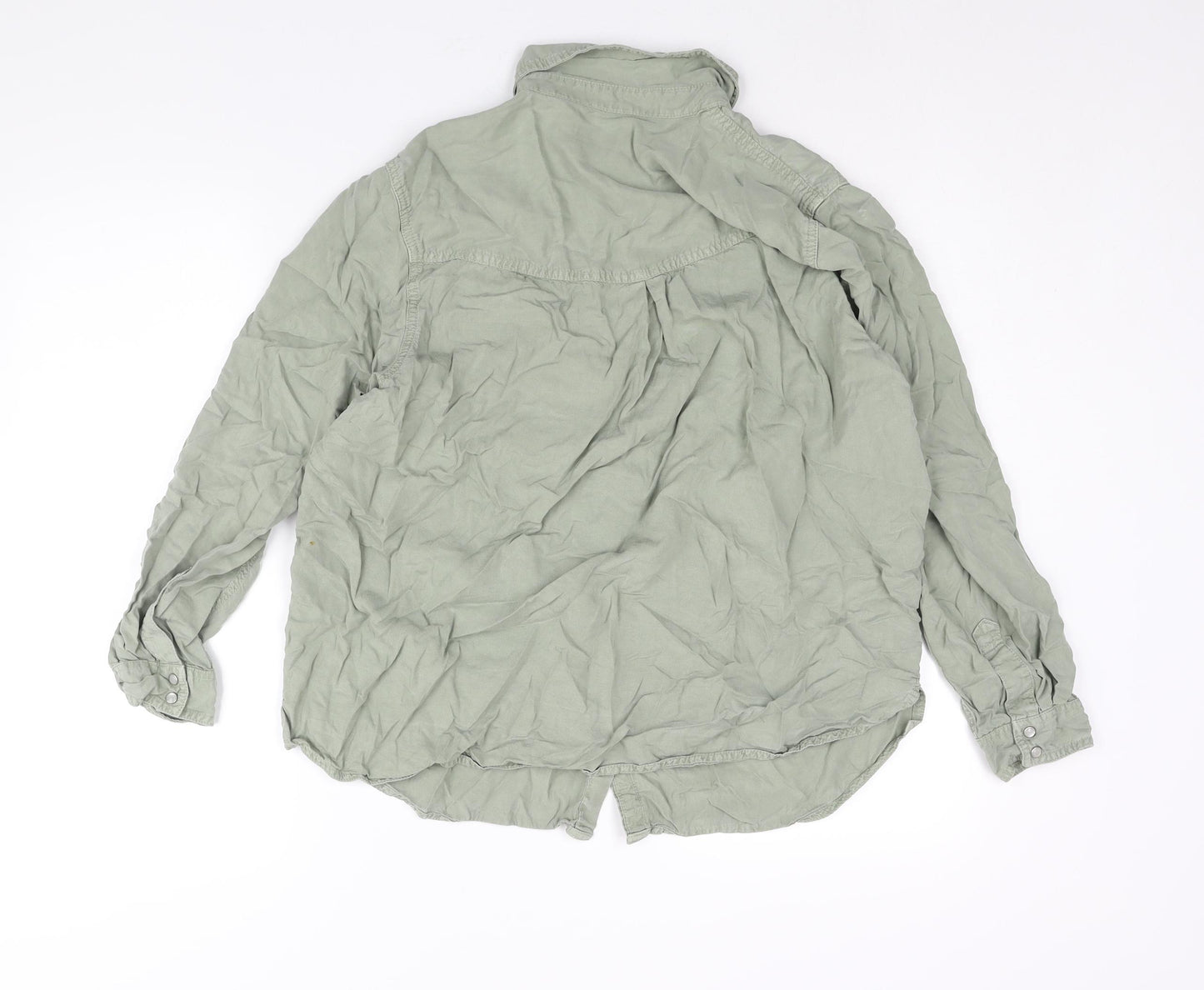 Marks and Spencer Womens Green Lyocell Basic Button-Up Size 16 Collared