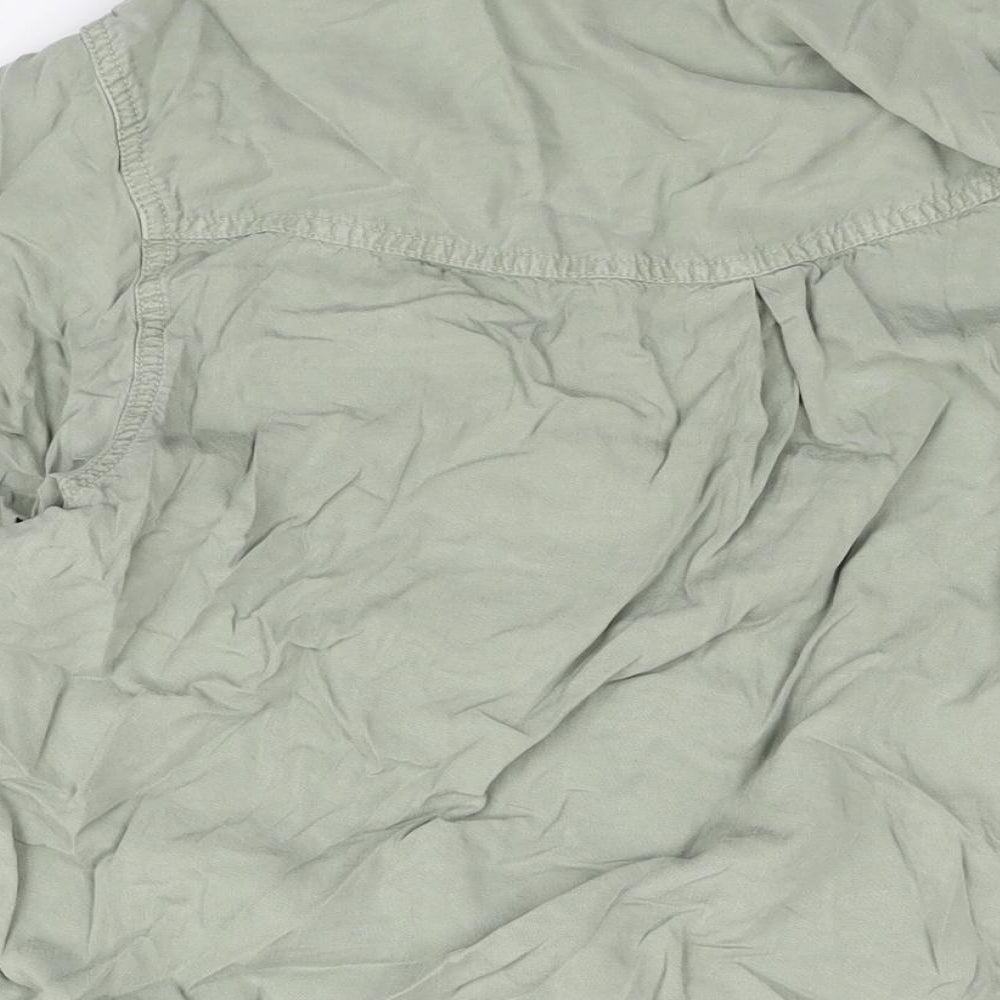 Marks and Spencer Womens Green Lyocell Basic Button-Up Size 16 Collared