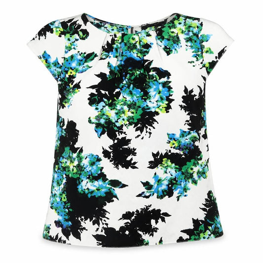 Front view of Dorothy Perkins women’s multicoloured geometric polyester basic blouse, size UK 14, round neck