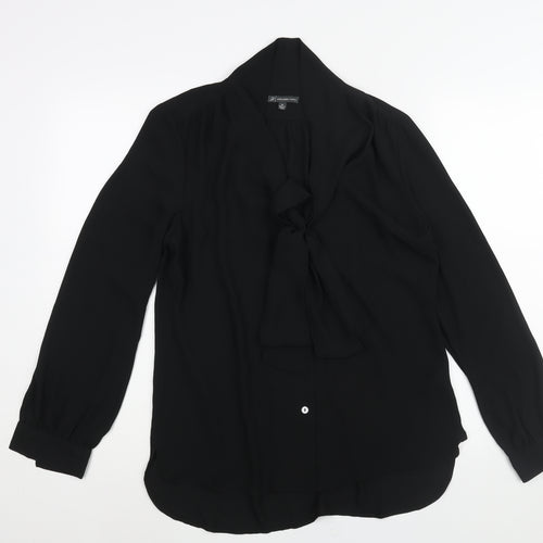 Adrianna Papell Womens Black Polyester Basic Blouse Size M V-Neck - Bow
