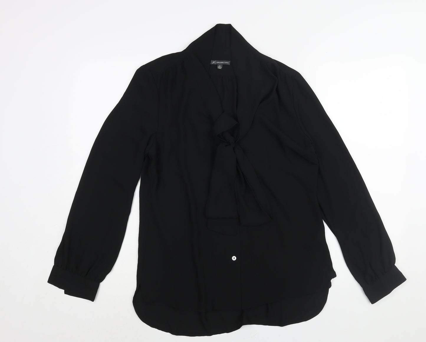 Adrianna Papell Womens Black Polyester Basic Blouse Size M V-Neck - Bow