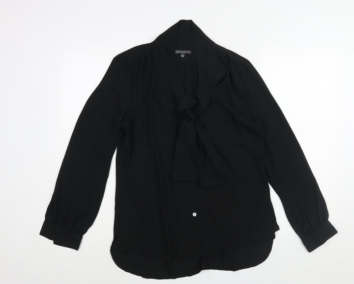 Adrianna Papell Womens Black Polyester Basic Blouse Size M V-Neck - Bow