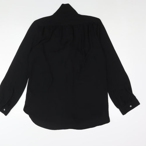 Adrianna Papell Womens Black Polyester Basic Blouse Size M V-Neck - Bow