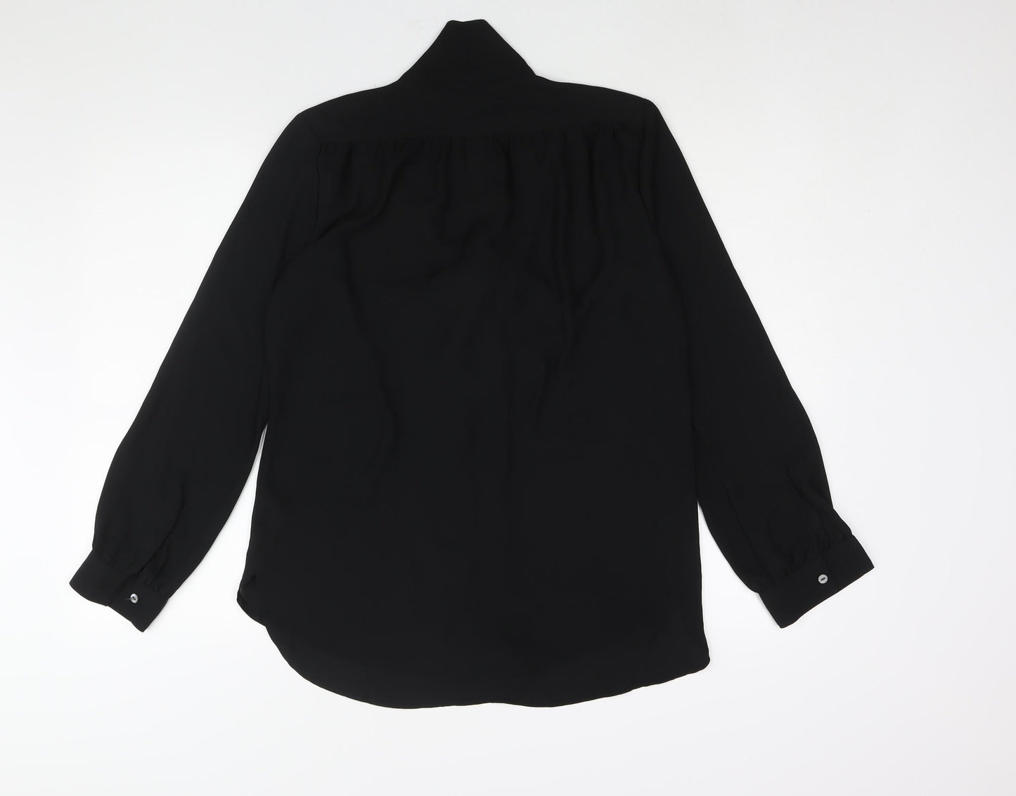 Adrianna Papell Womens Black Polyester Basic Blouse Size M V-Neck - Bow