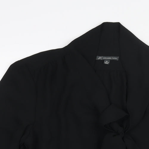 Adrianna Papell Womens Black Polyester Basic Blouse Size M V-Neck - Bow