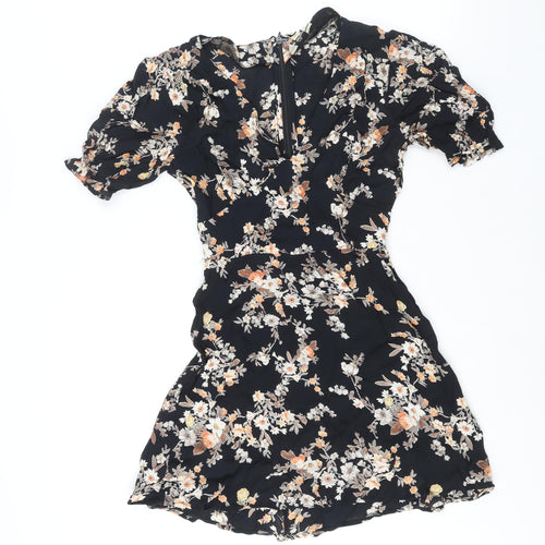 Miss Selfridge Womens Multicoloured Fair Isle Viscose A-Line Size 4 V-Neck Zip - Belted