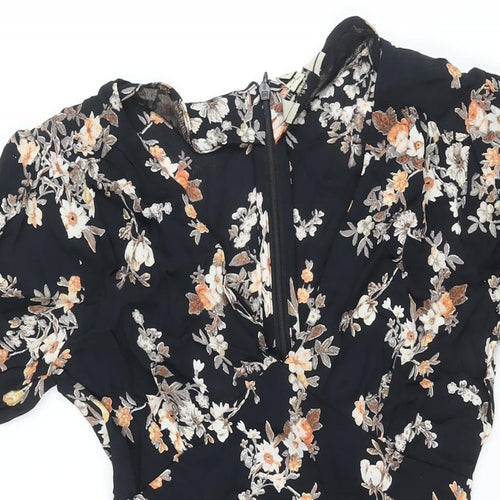 Miss Selfridge Womens Multicoloured Fair Isle Viscose A-Line Size 4 V-Neck Zip - Belted