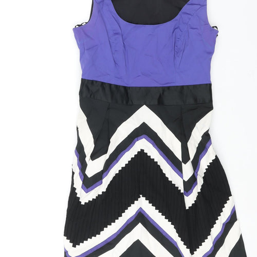 Coast Womens Multicoloured Cotton Shift Size 12 Scoop Neck Zip - Geometric Print