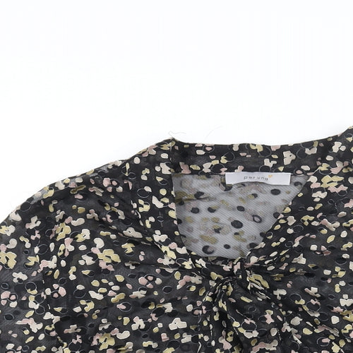 Per Una Womens Black Geometric Viscose Basic Blouse Size 12 V-Neck