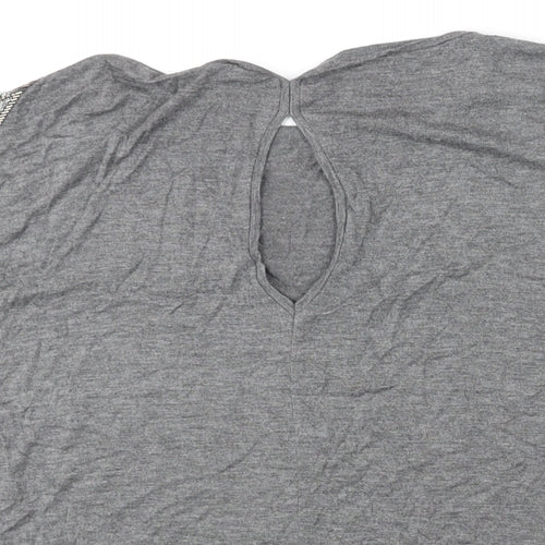 Warehouse Womens Grey Polyester Basic Blouse Size 14 Round Neck - Sequin Detail