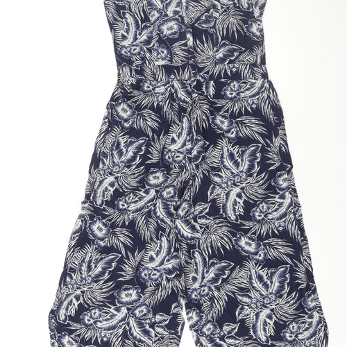 NEXT Womens Blue Geometric Polyester Jumpsuit One-Piece Size 10 L17 in Zip - Plant Print