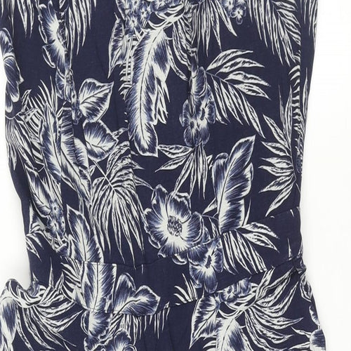 NEXT Womens Blue Geometric Polyester Jumpsuit One-Piece Size 10 L17 in Zip - Plant Print