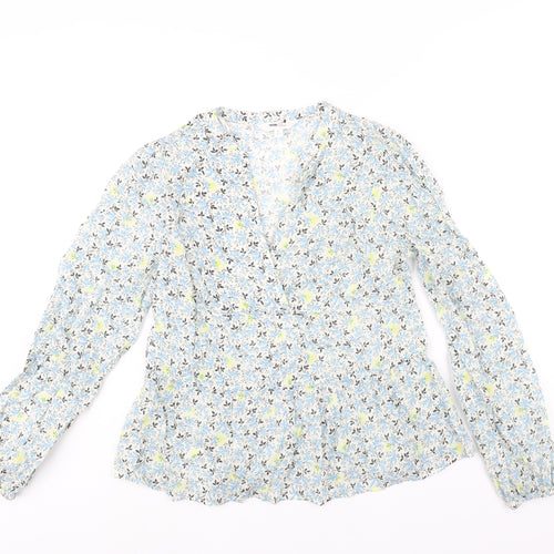 Per Una Womens Multicoloured Floral Cotton Basic Blouse Size 8 V-Neck