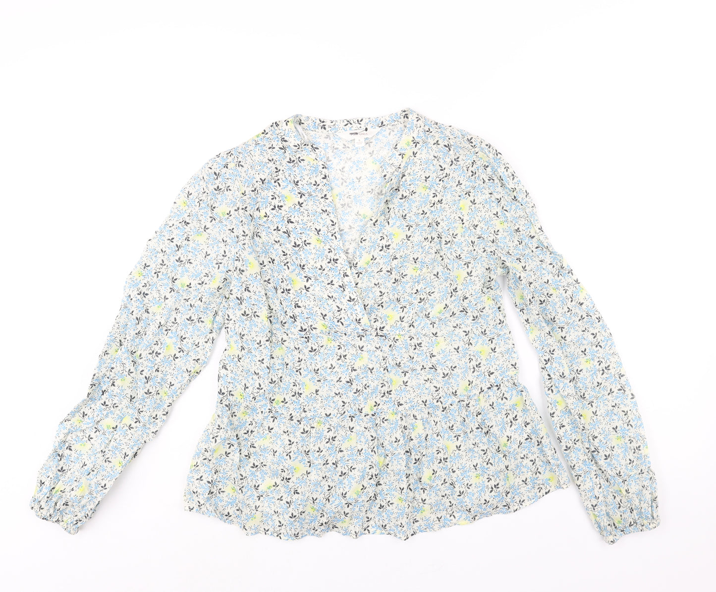 Per Una Womens Multicoloured Floral Cotton Basic Blouse Size 8 V-Neck