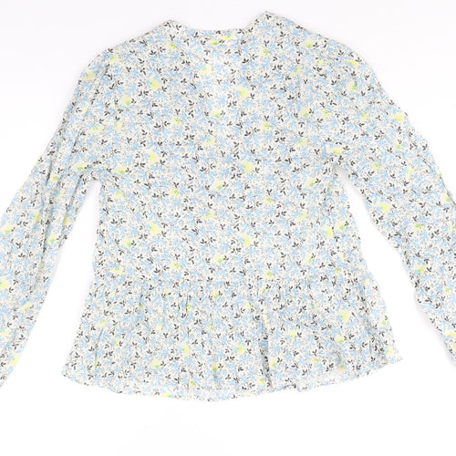 Per Una Womens Multicoloured Floral Cotton Basic Blouse Size 8 V-Neck