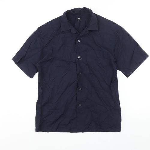 Uniqlo Mens Blue Cotton Button-Up Size S Collared Button