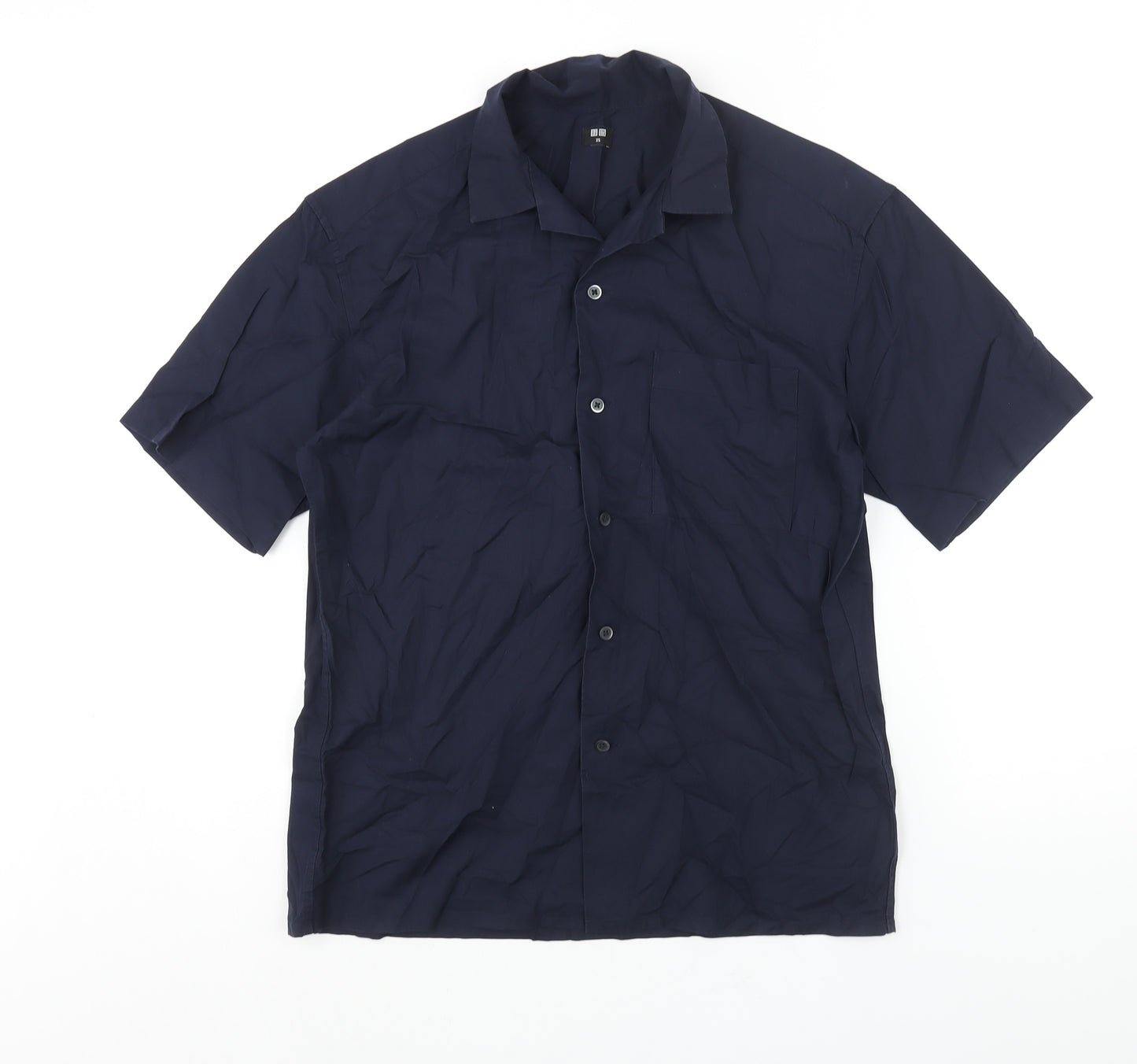 Uniqlo Mens Blue Cotton Button-Up Size S Collared Button