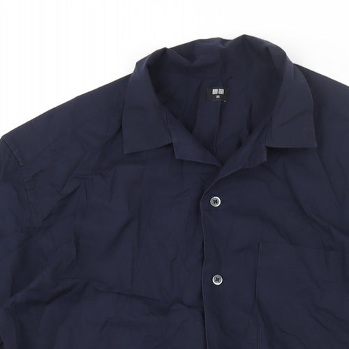 Uniqlo Mens Blue Cotton Button-Up Size S Collared Button