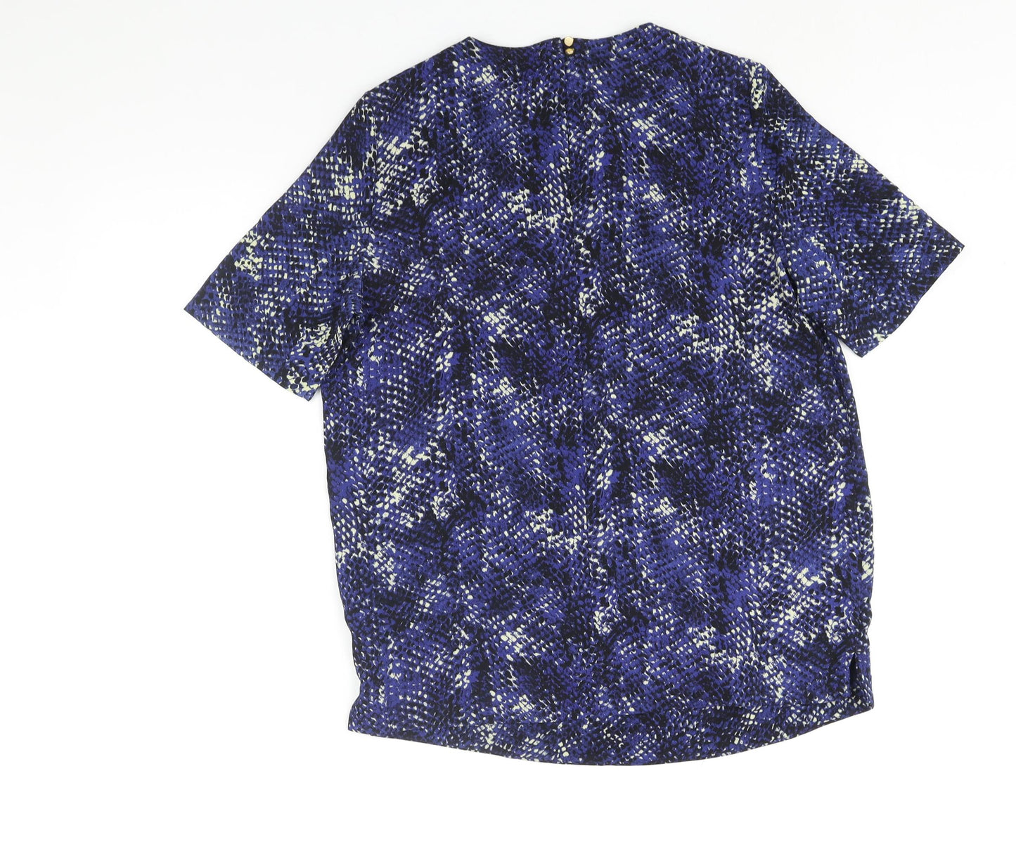 Marks and Spencer Womens Blue Animal Print Polyester Basic Blouse Size 10 Round Neck - Snakeskin Print