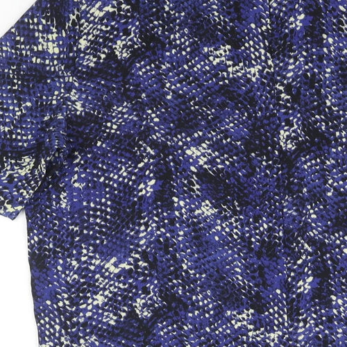 Marks and Spencer Womens Blue Animal Print Polyester Basic Blouse Size 10 Round Neck - Snakeskin Print