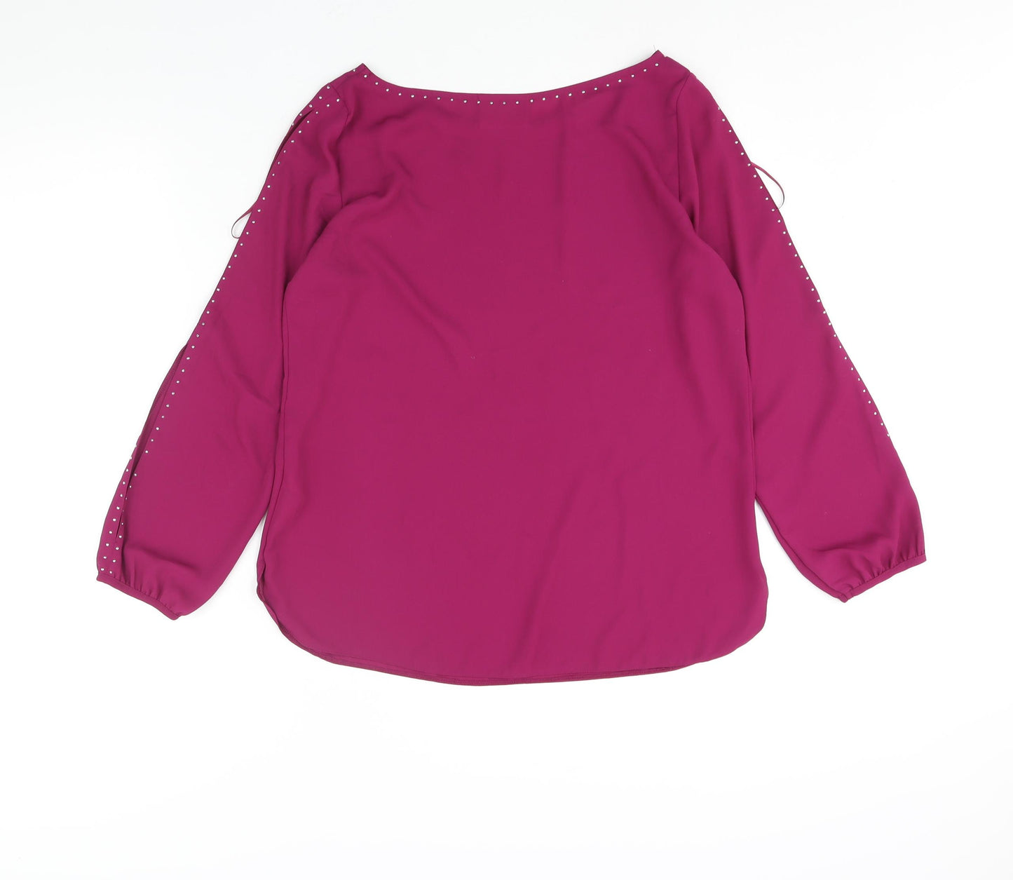 Wallis Womens Purple Polyester Basic Blouse Size 12 Boat Neck - Sleeve Cut Out Stud Detail
