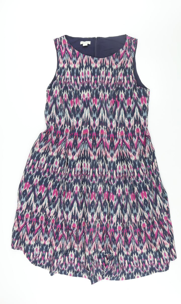 Monsaoon Womens Multicoloured Geometric Viscose Shift Size 20 Round Neck Zip