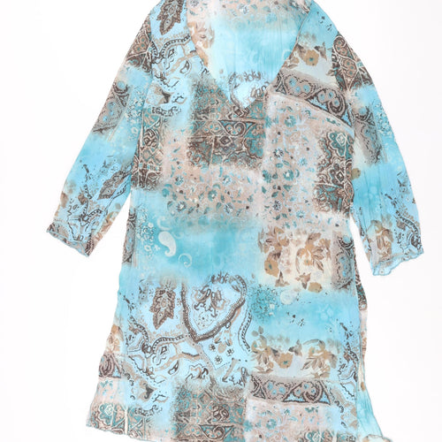 Per Una Womens Blue Geometric Polyester Cover Up Size S - Semi Sheer