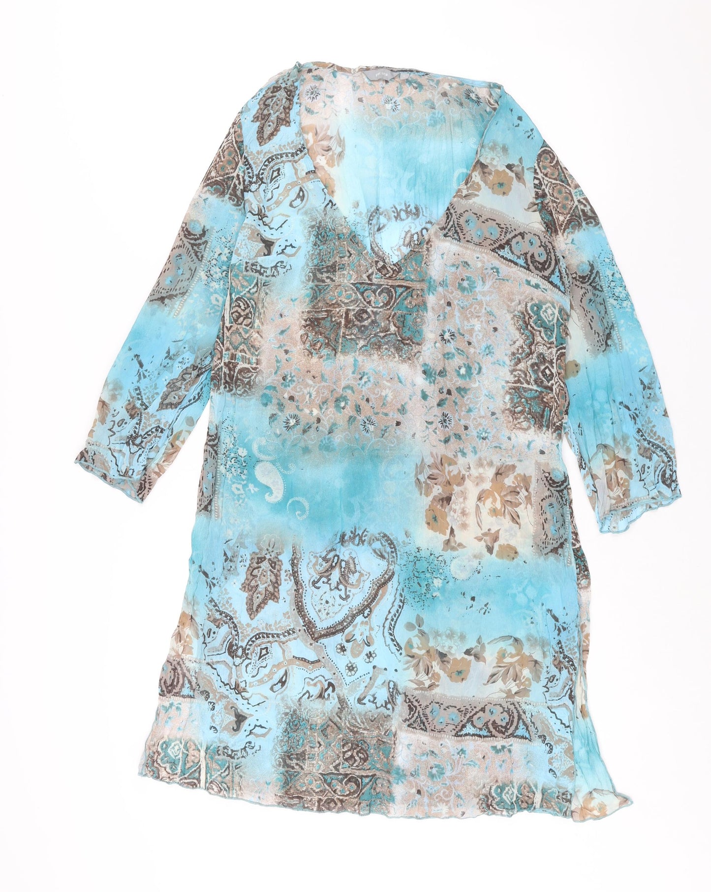 Per Una Womens Blue Geometric Polyester Cover Up Size S - Semi Sheer