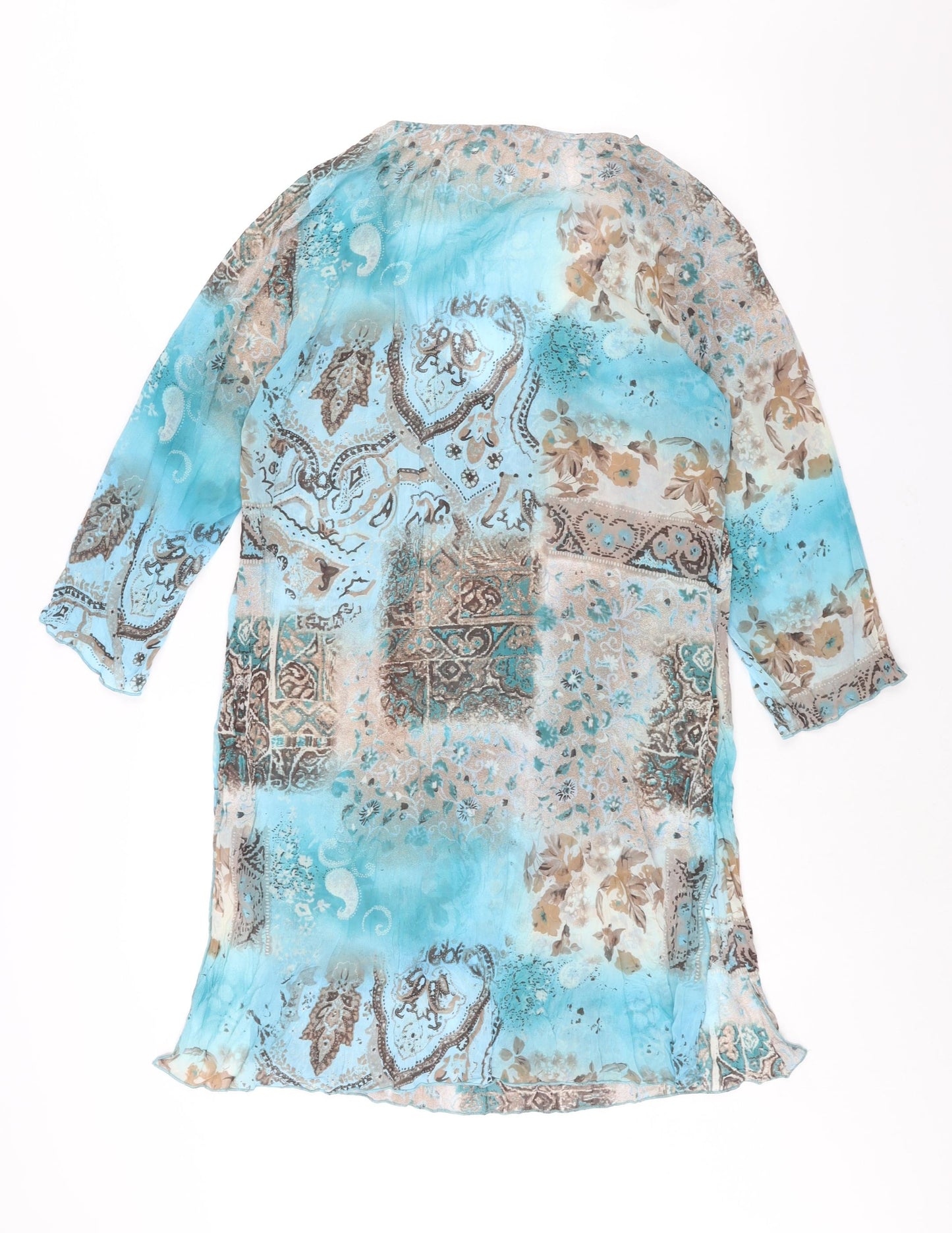 Per Una Womens Blue Geometric Polyester Cover Up Size S - Semi Sheer