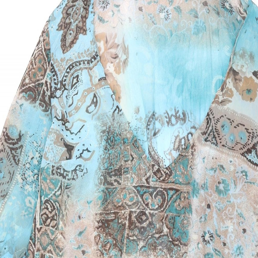 Per Una Womens Blue Geometric Polyester Cover Up Size S - Semi Sheer