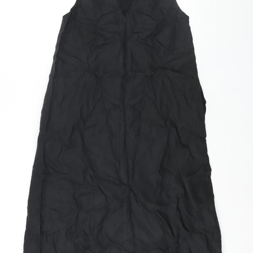 The Leaf Closet Womens Black Polyester Shift Size S V-Neck Button