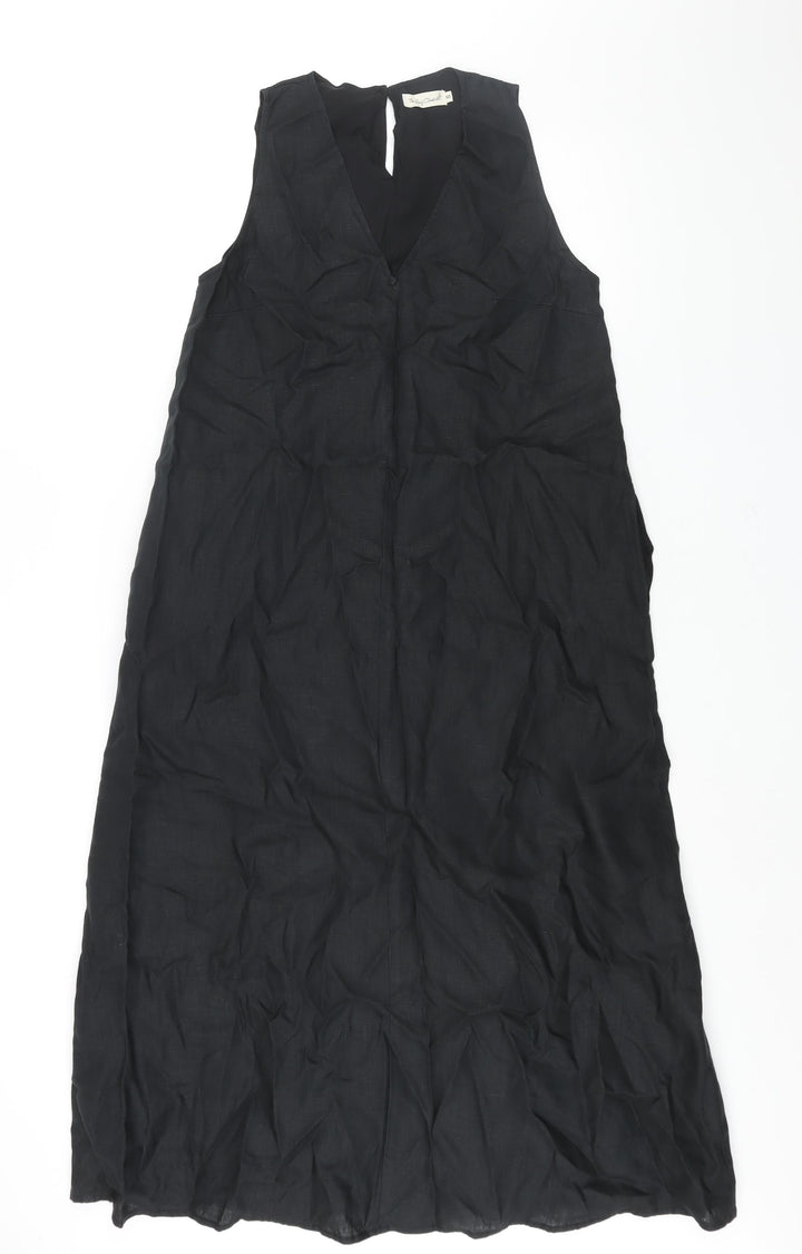 The Leaf Closet Womens Black Polyester Shift Size S V-Neck Button