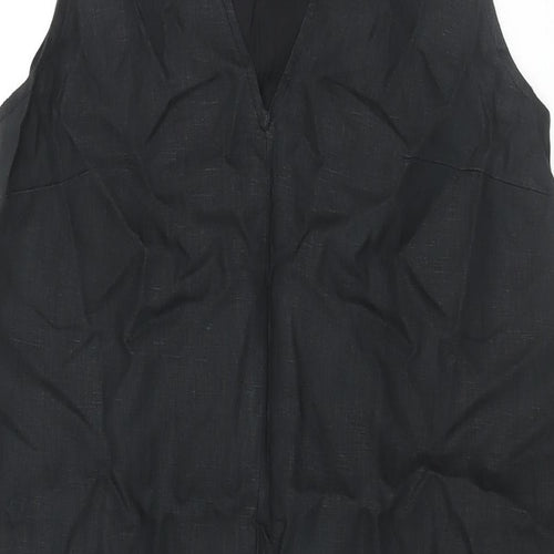 The Leaf Closet Womens Black Polyester Shift Size S V-Neck Button