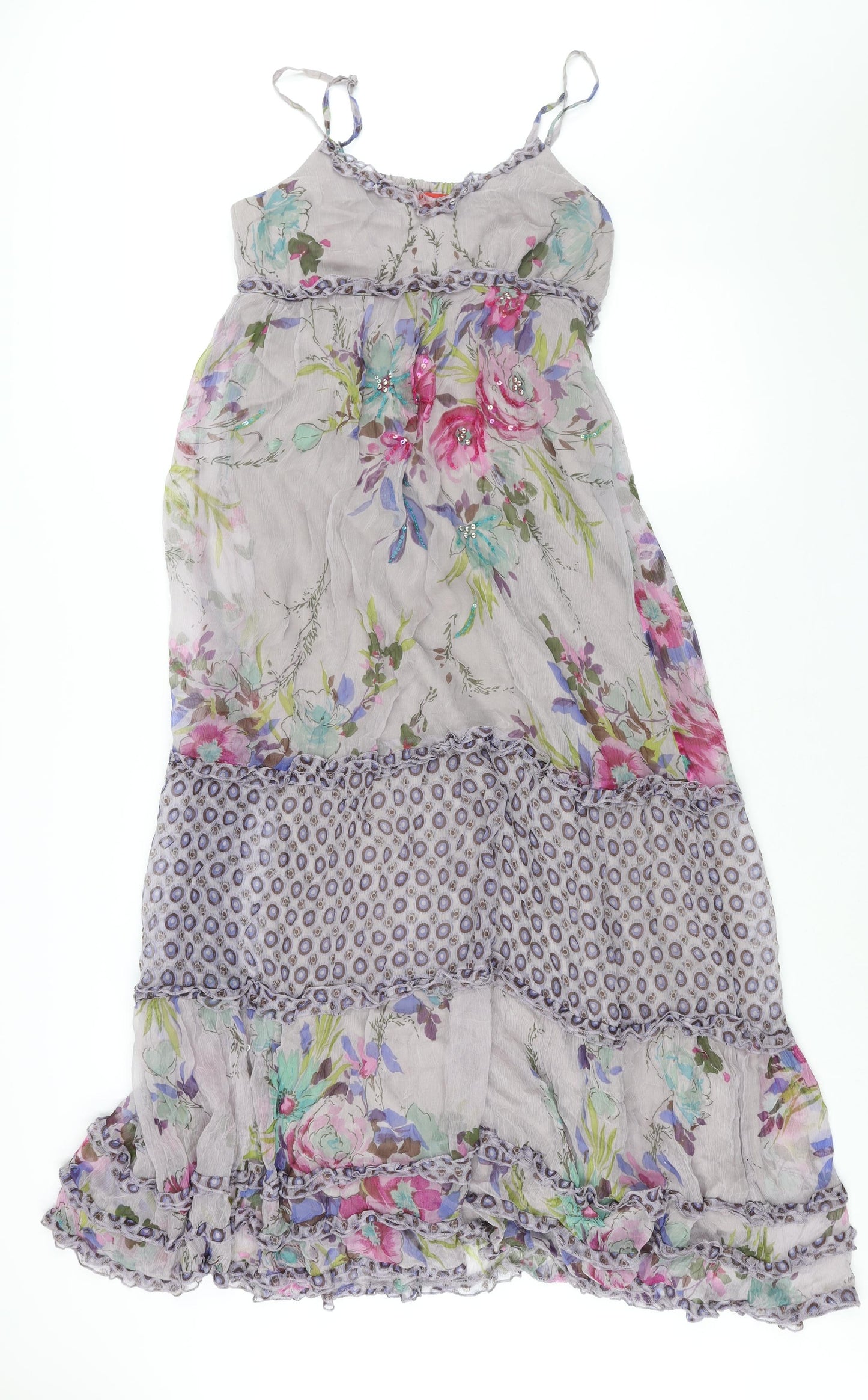 Derby Womens Multicoloured Geometric Viscose Maxi Size S Scoop Neck Zip - Frill Sequin